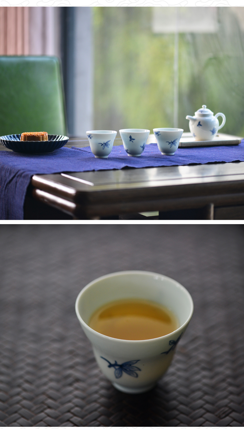 Offered home - cooked in blue and white orchid hand - made master cup of jingdezhen ceramics single cup tea sample tea cup, tea sets