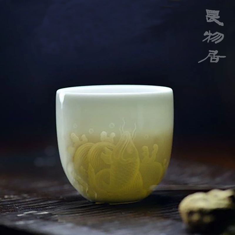 Offered home - cooked at flavour manual its shadow black carp heart cup sample tea cup of jingdezhen ceramic cups tea sets