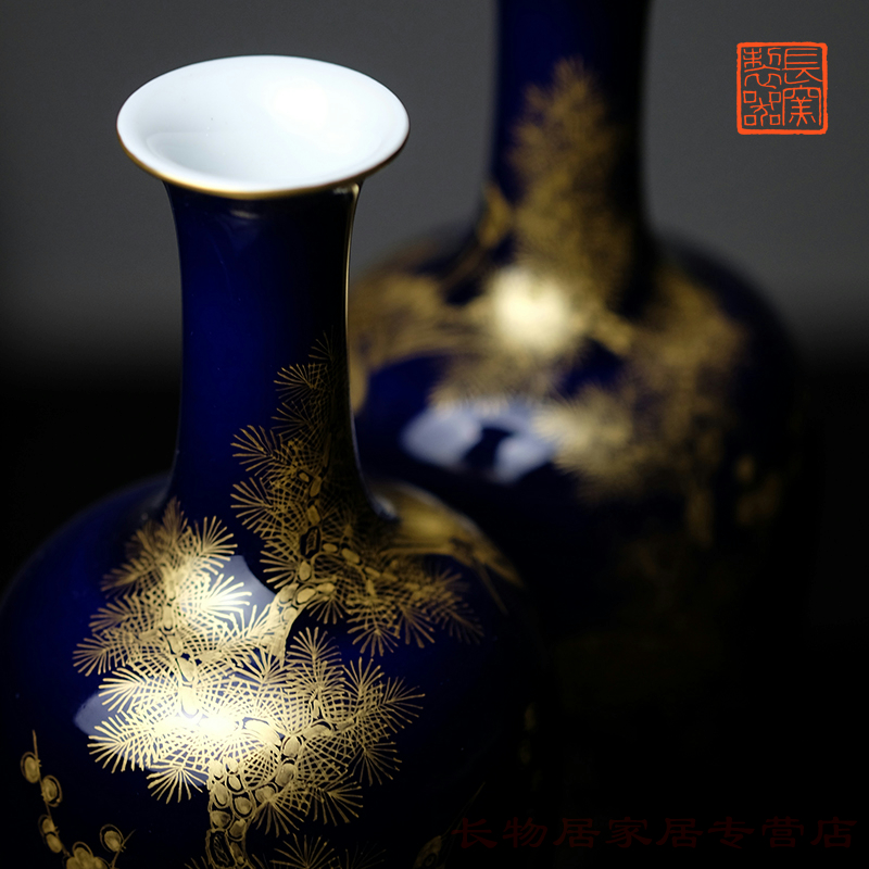 Offered home - cooked ju long up is the blue paint at the age of poetic double crane movement of bottles of jingdezhen checking antique vase