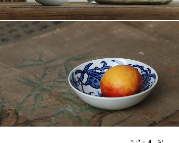 Offered home - cooked hand - made lines tao killings in blue and white lie the foot bowl of jingdezhen ceramic light dessert bowl meal to use small shallow expressions using