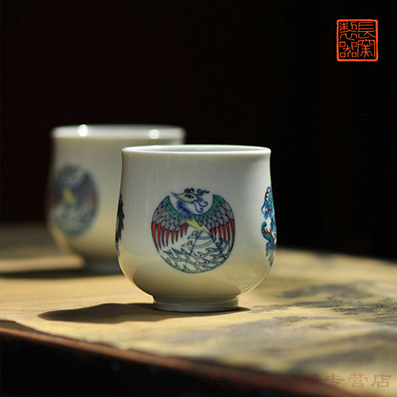 Offered home - cooked at flavour hand - made bucket CaiTuan dragon group chicken cup of archaize of jingdezhen ceramic tea set master sample tea cup in hand