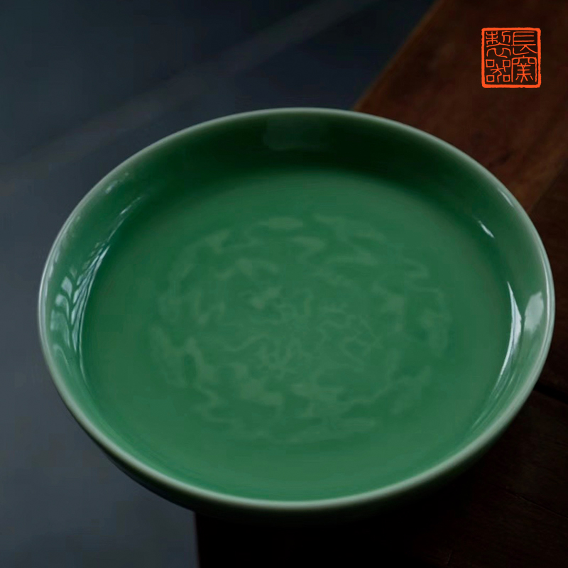 Offered home - cooked the hand - carved name plum bats qingyun grain tea tray was dry plate pot of archaize of jingdezhen ceramic tea set