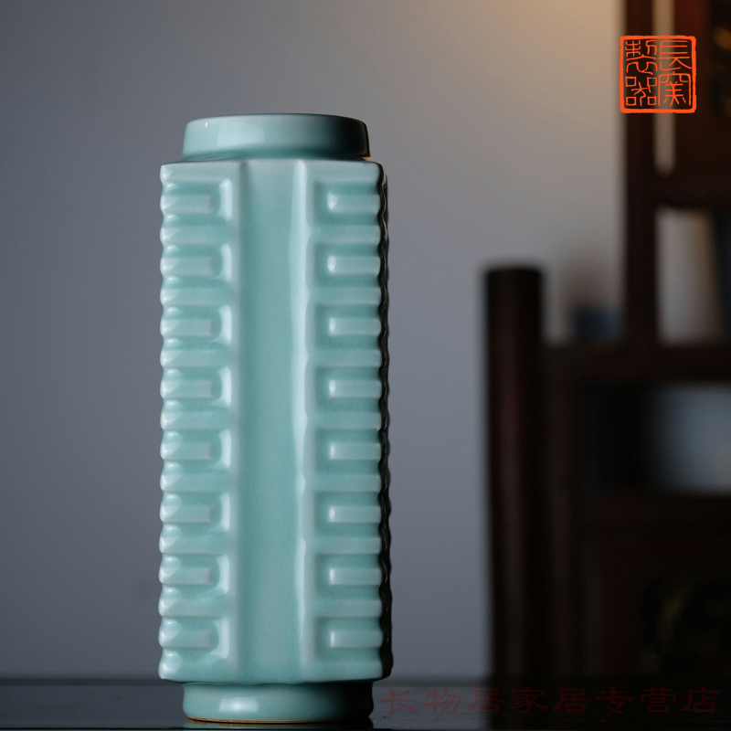 Making those offered home - cooked long up in longquan bottles of jingdezhen blue glaze cong type manual home furnishing articles vase