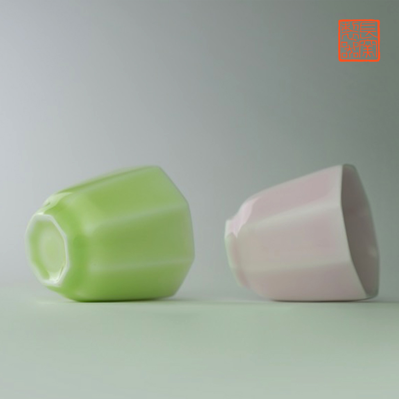 Long up eight square cup making those offered home - cooked in single glaze of jingdezhen ceramic cups tea by hand