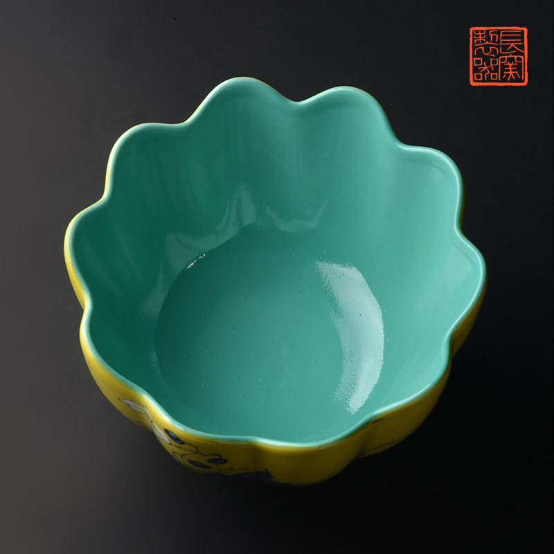 Long up jack offered home - cooked in yellow colored enamel to corn poppy "acknowledged flower expressions using bowl of jingdezhen ceramic bowl by hand