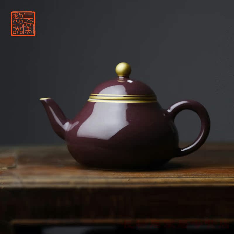 Offered home - cooked ju long up controller zijin glaze see the pear - shaped pot of jingdezhen pure manual archaize ceramic tea pot