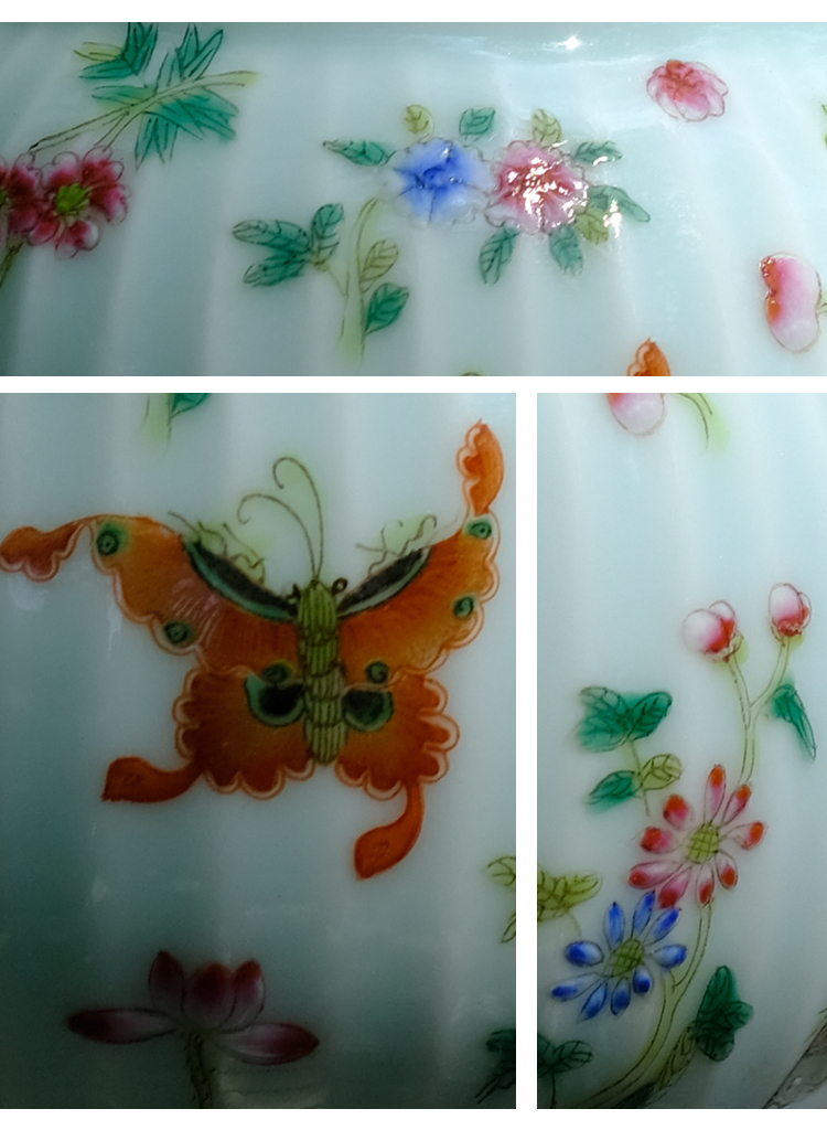 Offered home - cooked ju long up system implement green glaze enamel paint butterfly jingdezhen hand - made ceramic CiHu the teapot