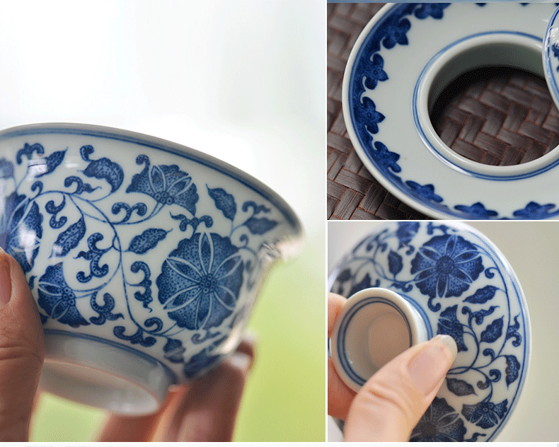 Offered home - cooked wrapped in lotus flower hand made blue and white master cup of jingdezhen ceramics single cup tea sample tea cup, tea sets