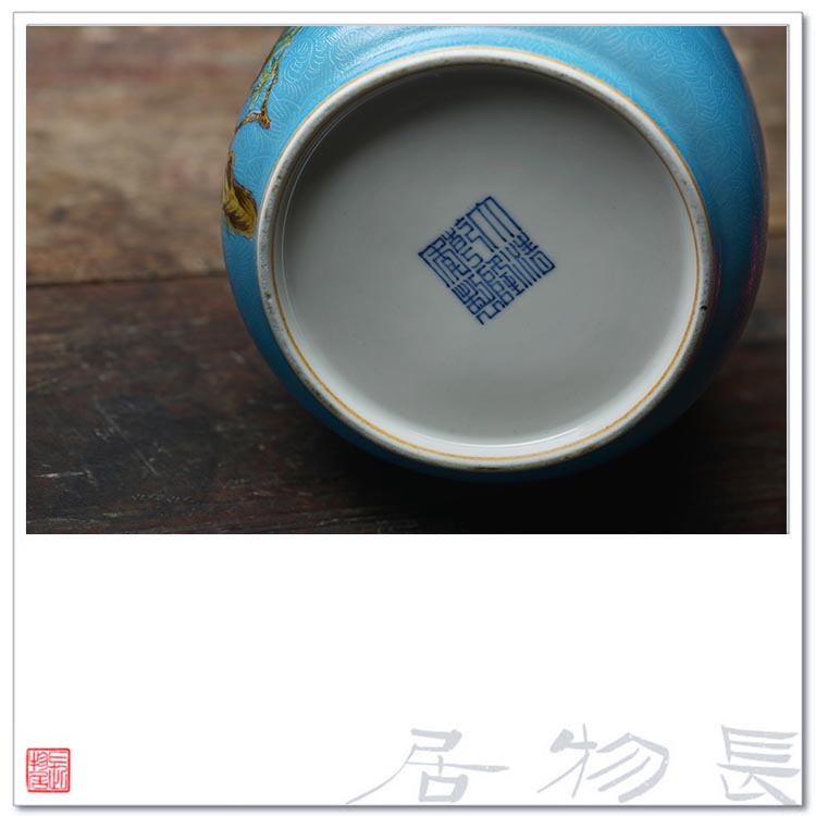 Offered home - cooked in pastel blue scramble for flower prunus persica bell statute of jingdezhen manual archaize ceramic flower vases, furnishing articles