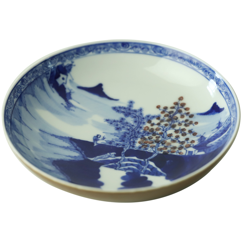 Offered home - cooked reside outside sauce glaze dab of jingdezhen blue and white landscape saucer craft ceramics disc in compote pot bearing plate