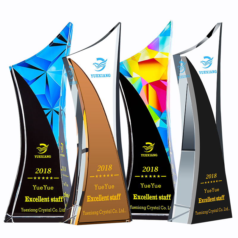 Trophy Custom Dingding New Annual Conference Awards Excellent Employee Team Champion Crystal Medals Production