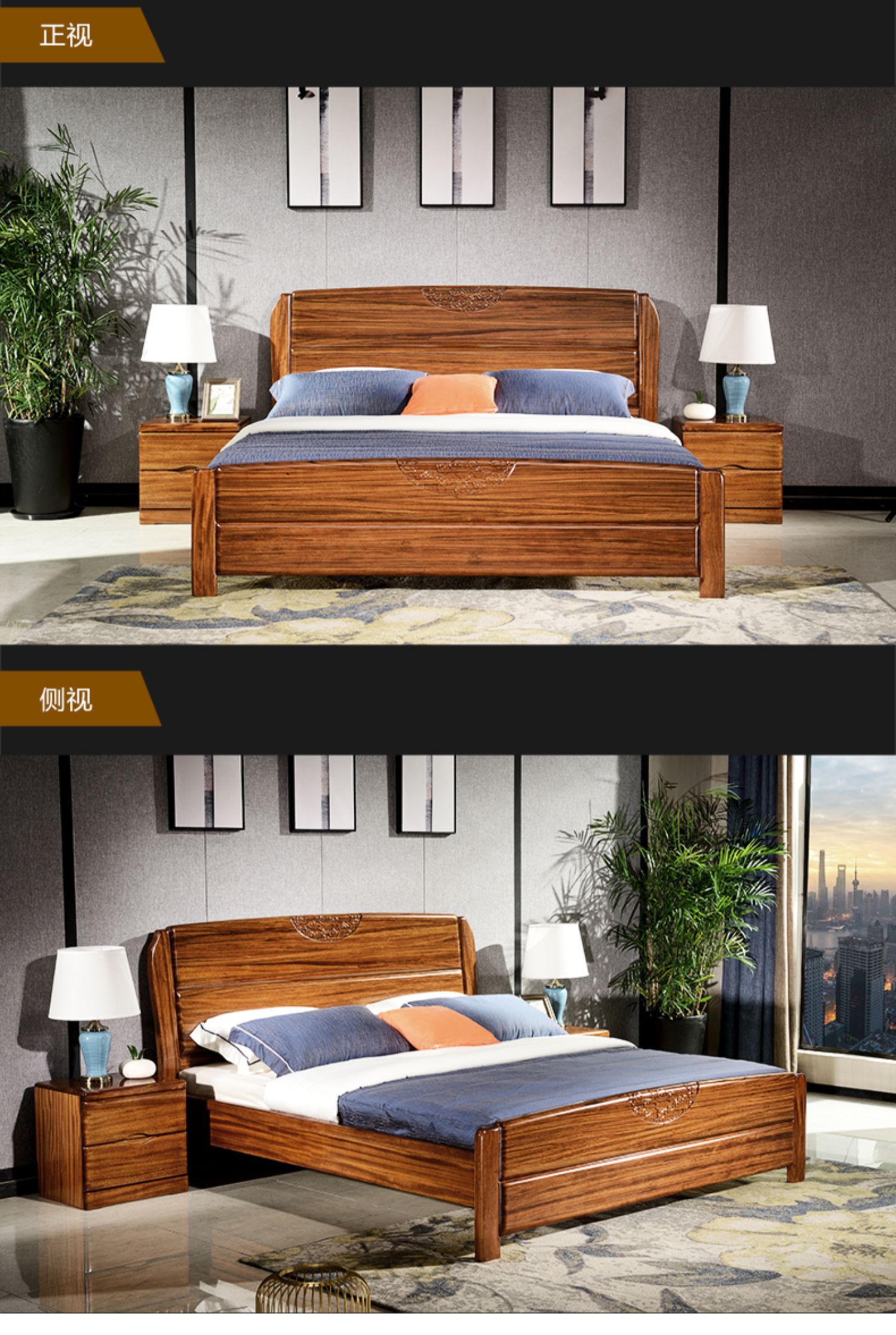 Ugyen mới Trung Quốc gỗ giường đôi 1,8 m giường gỗ hiện đại nhỏ gọn tất cả gỗ giường phòng ngủ Nữ hoàng năm 1051 - Giường giường trẻ em