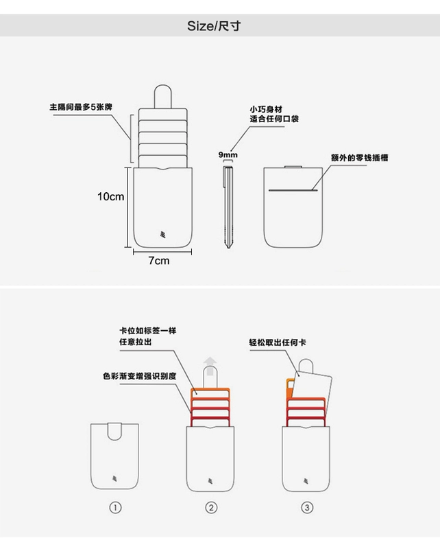 Gói thẻ xếp tầng DAX kéo ví mini gradient siêu mỏng gói đa thẻ xách tay gói kinh doanh nam và nữ thủy triều