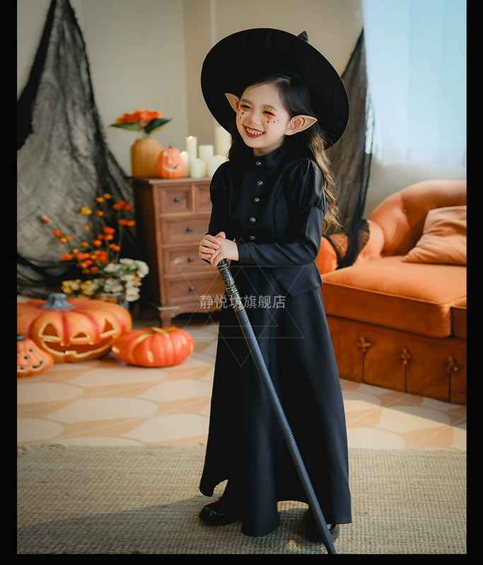 Halloween Trẻ Em Trang Phục Hóa Trang Nhà Ảo Thuật Phù Thủy Áo Dây Trường Trình Diễn Trình Diễn Trang Phục Dark Elf halloween phù thủy