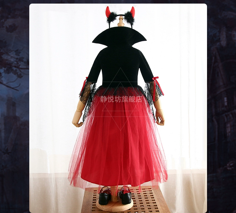 Halloween Trẻ em Quần áo Phụ nữ Váy Cô gái Công chúa Váy Ma quỷ Quần áo Khủng bố Quái vật Ma cà rồng Trang phục Áo choàng