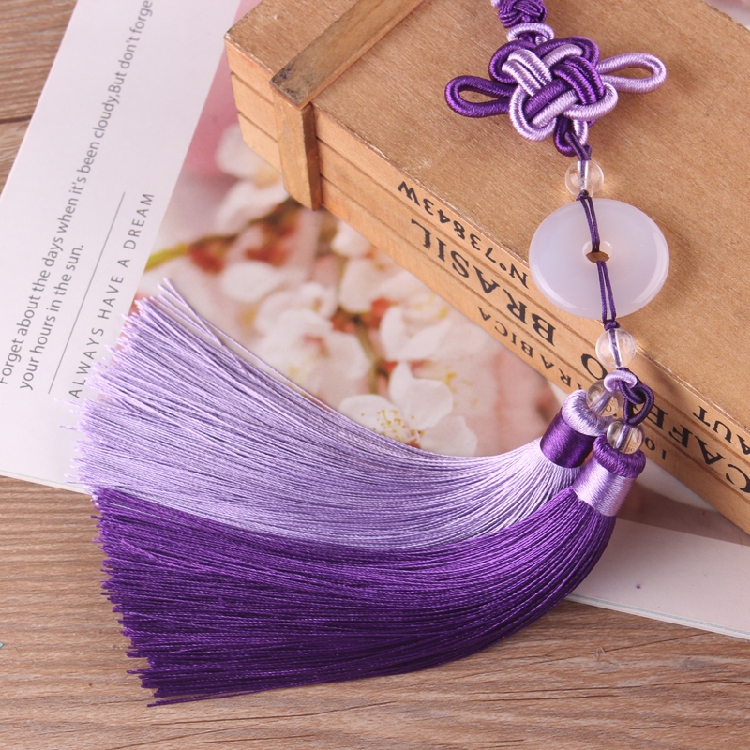 Chinese Knot Anti-Wrinkle Polyester Smooth Two-Tone Tassel Jade Peace Buckle Car Hanging Bag Pendant Ethnic Style Craft Ornament