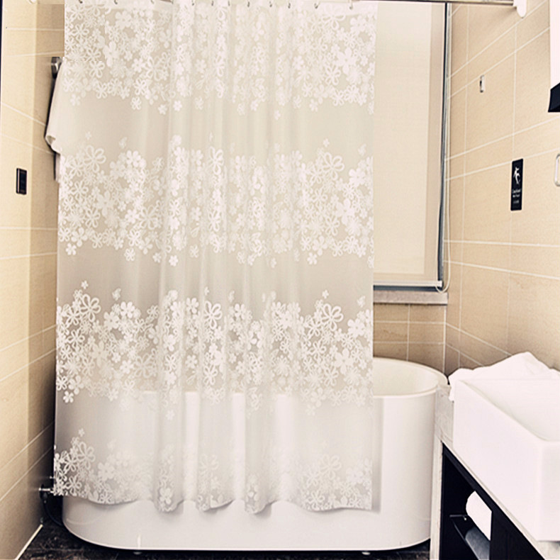 The first new PEVA shower curtain clean and elegant environmental protection shower curtain All copper button eyes send shower curtain ring waterproof and mildew effect