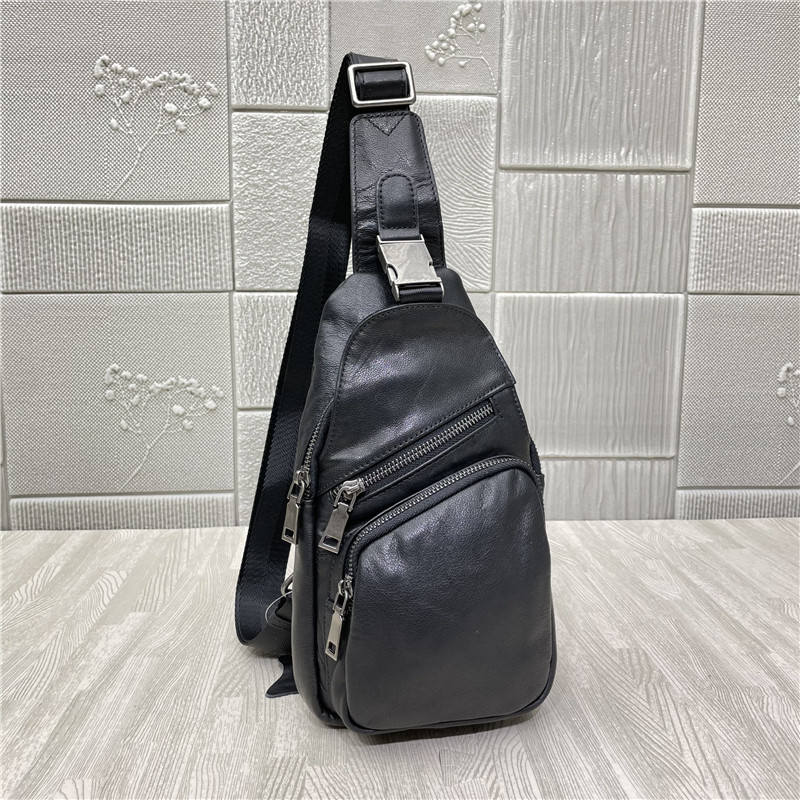 Tide Han Version Chest Bag Men Genuine Leather Skew Satchel Foreign Trade Tailstock Casual Head Layer Bull Leather Men's Bag Business Men Single Shoulder Bag