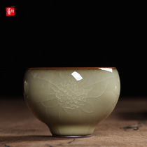 Brother kiln master cup Single cup Longquan Celadon Gongfu tea set Puer tea cup Tea cup Dai Wenhui handmade cup