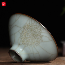 Huang Changwei handmade hat cup Ge Kiln master cup Single cup Longquan Celadon ice crack tea cup Tea individual cup