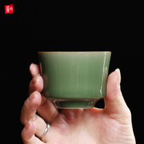 Wang Wen Chun handmade master cup Single cup Longquan Celadon hat cup Kung Fu Tea cup Tea cup Puer tea bowl Tea cup