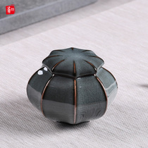 Longquan Celadon tea pot Sealed pot Ge Kiln iron tire ice crack ceramic moisture-proof Puer tea storage pot Wake tea pot
