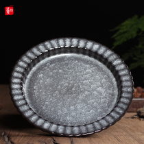 Yang Bo handmade ice crack pot Chengqian bubble table Longquan Celadon Ge Kiln Fruit plate Teapot holder Gongfu tea set Tea plate