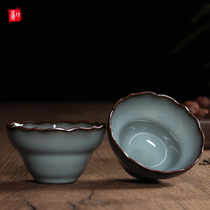 Wang Wen Pure handmade master cup Single cup Longquan Celadon iron tire Kung Fu Tea cup Puer tea bowl Ceramic tea cup