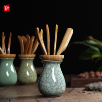 Lingqingfang Longquan Celadon tea set Tea tray accessories Gongfu Tea Set Ceramic Bamboo Special tea Ceremony Six Junzi