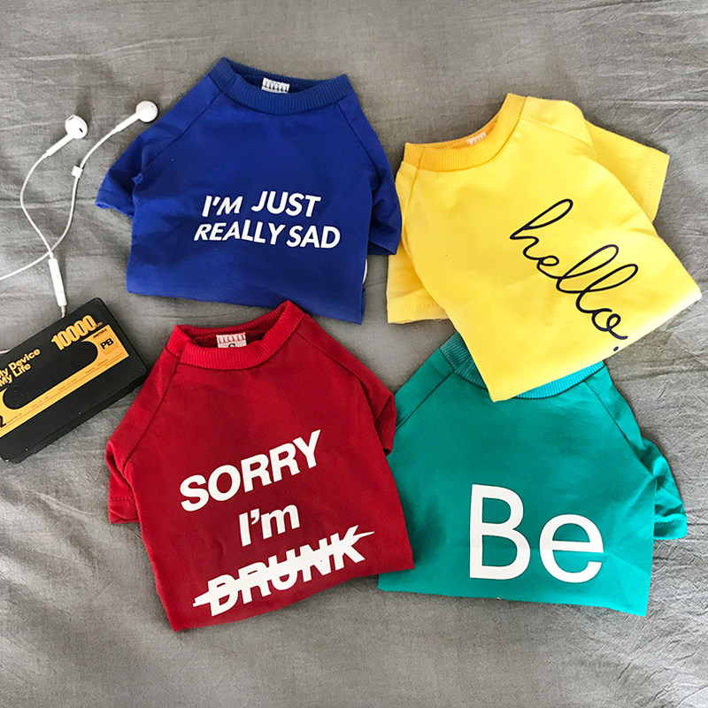 Tide Cards Pets Spring Summer Teddy Dogs Kitty Clothes Thin bibi Bears Puppies Clothes Pure Cotton Kitty Clothing Summer