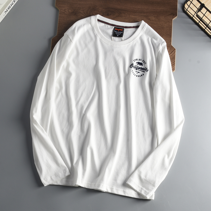 Don'T Miss Out, Old Customers! Old American-Style Export Surplus, All-Cotton Brushed Long-Sleeve T-Shirt for Men, Versatile Base Layer for Autumn