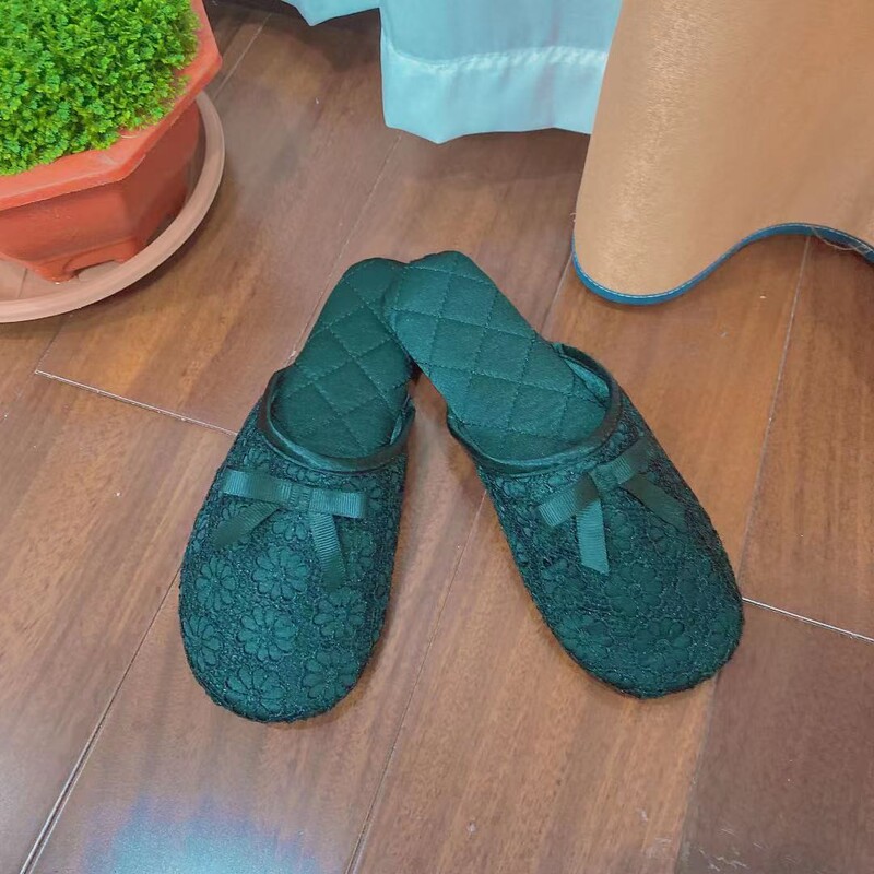 Lace Slippers Manufacturer's New Silk Export Model, All-Season Women's Elegant, Silent, Portable, Machine Washable, Thin Style