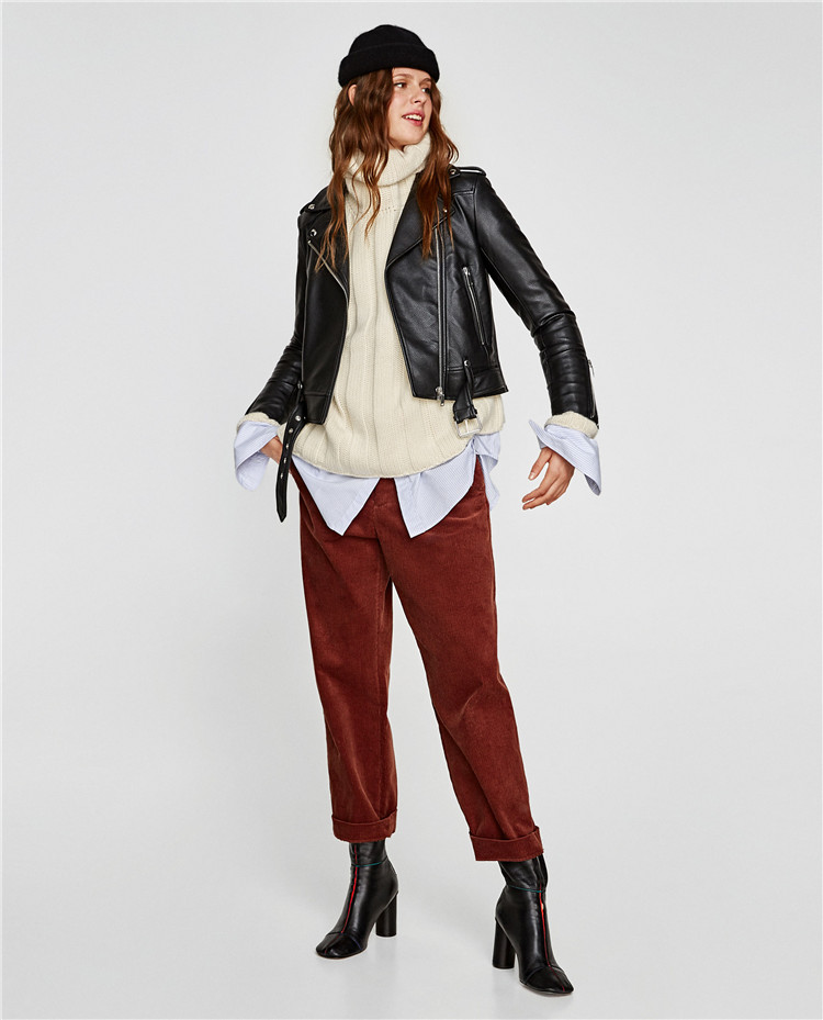 Áo khoác da của phụ nữ coat xe máy quần áo jacket ngắn pu giả da mùa xuân và mùa thu sinh viên đen Châu Âu và Mỹ Fengzhou trạm Slim mỏng triều áo da nhung tuyết