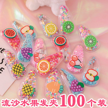 Children's quicksand fruit hair clip cute baby headwear bb clip korean style girl girl heart side broken hair small clip