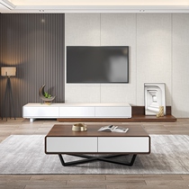 Modern minimalist TV cabinet Tea Table Composition Nordic Small Household Type Telescopic Black Walnut Color Living-room TV Cabinet