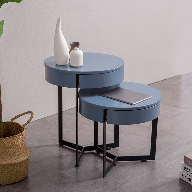 Nordic coffee table simple modern small round table size set corner table designer creative iron Italian sofa side cabinet