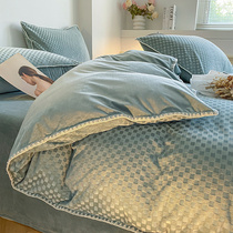 High-quality light luxury milk velvet four-piece coral velvet quilt cover sheet winter thickened flannel bed flannel