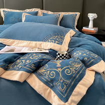 High-quality thickened crystal milk velvet four-piece winter coral velvet double-sided quilt cover plus velvet sheets bedding