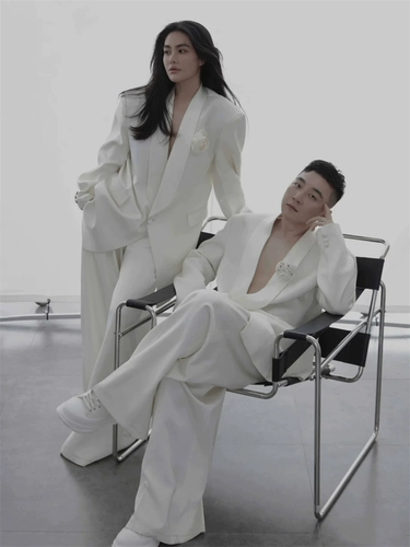 2024 Фотостудия Тематическая фотография Одежда для пар Хип-хоп Универсальная богиня Широкие брюки Изображение Фото Уличная фотография Свободный костюм