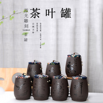 Zisha tea cans ceramic sealed cans tea packaging box retro home black tea green tea storage cans tea set accessories