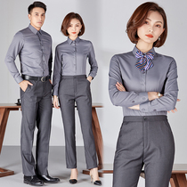 Autumn and winter new white shirt men and women long sleeve 4s shop professional tooling dress overalls custom embroidered logo Gray