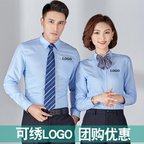 Professional wear suit female spring and summer long-sleeved shirt men and women with the same style suit two-piece OL tooling interview overalls