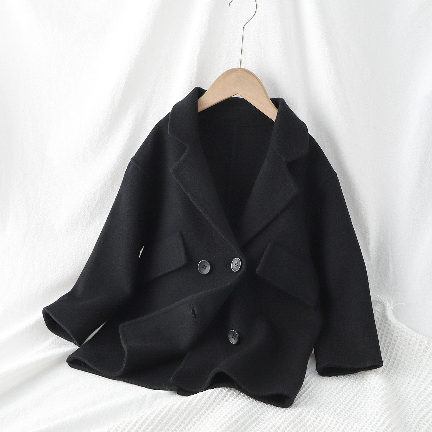 Boy girl's double face cashmere big coat 2021 autumn winter new children's clothes The long version of the children's coat boom