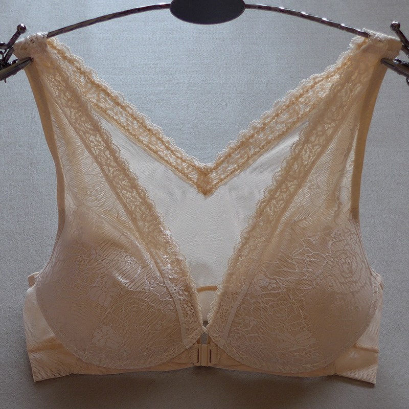 Large size front button bra fat mm thin vest style no steel ring middle-aged and elderly women's breathable middle-aged mother underwear