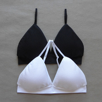 French small chest summer underwear triangle cup thin section without steel ring breathable deep V sexy inner build bare chest wrapped chest