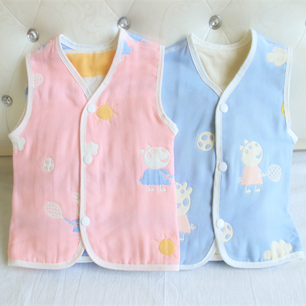 Spring Summer Spring Autumn Pure Cotton Children 6 Floors Gauze Waistcoat Baby Vest Baby Sleeveless Child Bifacial Wear Customizable