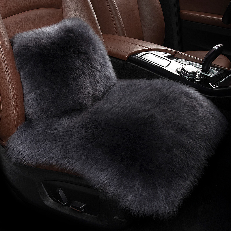 Fur integrated car cushion car seat cushion winter plush pure wool car with long hair single piece cashmere three-piece set seat cushion