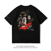 Wind day Department Mens embroidery T-shirt Yokosuka Yokosuku Heavy work embroidered short sleeve individuality solo trendy half-sleeve tide