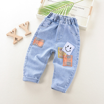Boys spring and autumn stretch jeans small children baby Korean loose straight pants