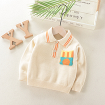 Childrens pullover sweater 2021 autumn and winter New Baby foreign style lapel children baby boys knitted sweater autumn clothes